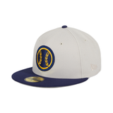 Exclusive New Era 59Fifty Milwaukee Brewers Alternate Hat - 2T Stone, Light Navy