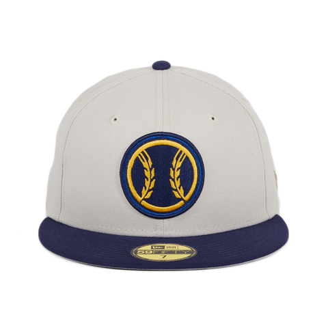 Exclusive New Era 59Fifty Milwaukee Brewers Alternate Hat - 2T Stone, Light Navy