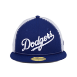 Exclusive New Era 59Fifty Los Angeles Dodgers Word Logo Trucker Hat - Royal