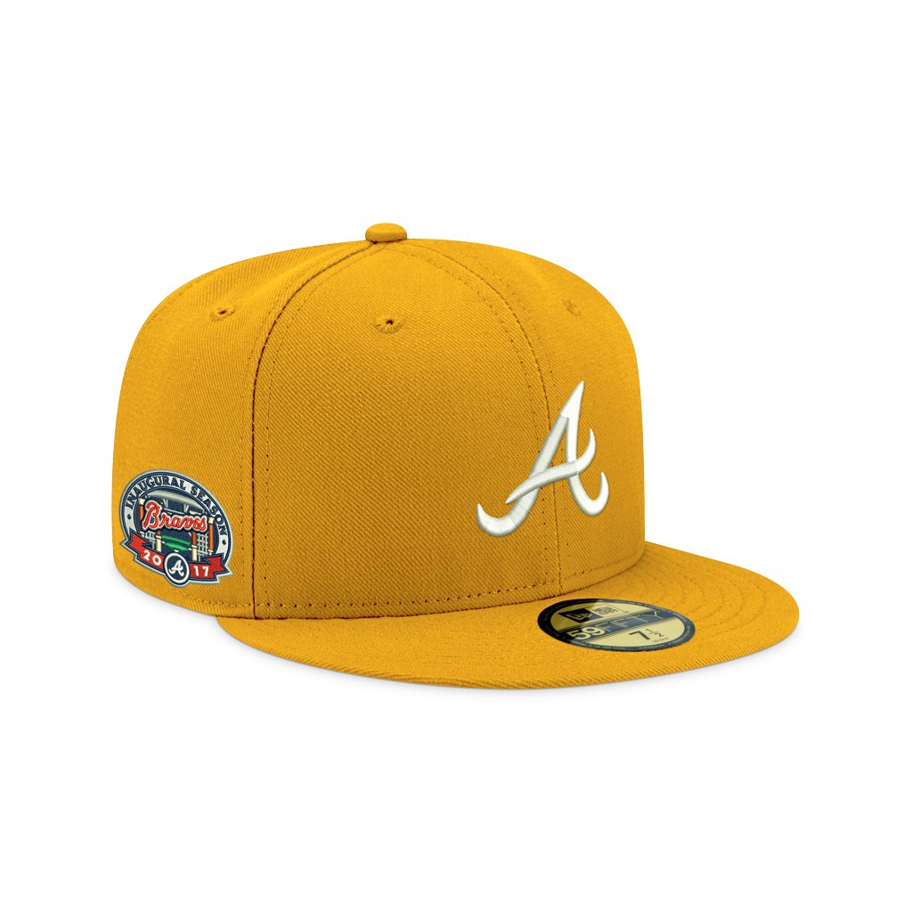 Pre-order Exclusive New Era 59Fifty Atlanta Braves 2017 Inaugural Patch W/ Grey UV Hat - Gold, White