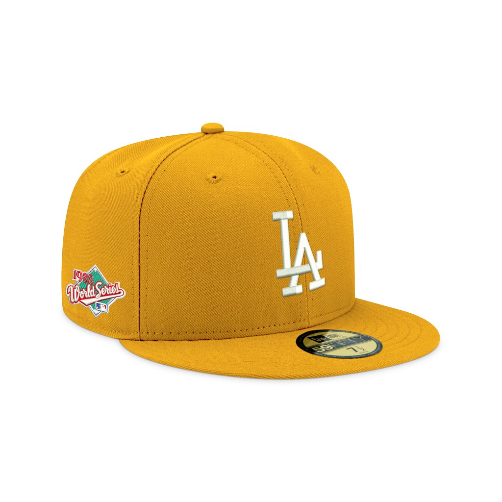 Pre-order Exclusive New Era 59Fifty Los Angeles Dodgers 1988 World Series Patch W/ Grey UV Hat - Gold, White