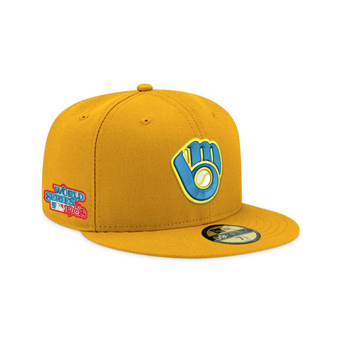 Pre-order Exclusive New Era 59Fifty Milwaukee Brewers 1982 World Series Patch W/ Grey UV Hat - Gold, White