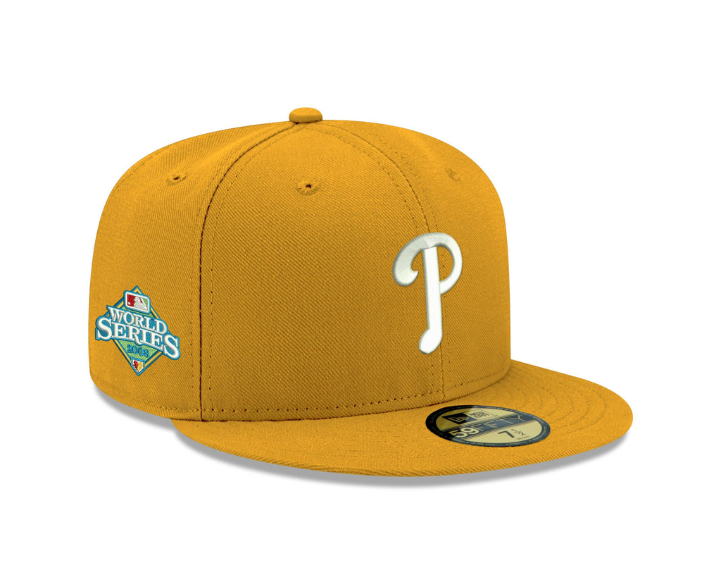 Pre-order Exclusive New Era 59Fifty Philadelphia Phillies 2008 World Series Patch W/ Grey UV Hat - Gold, White