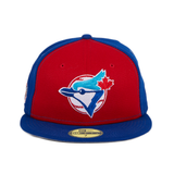 Pre-Order Exclusive New Era 59Fifty Toronto Blue Jays 1993 Spring Training 2020 Patch Rail Hat - Red, Royal Blue