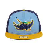 Pre-Order Exclusive New Era 59Fifty Tampa Bay Rays Alternate Spring Training 2020 Patch Rail Hat - Light Blue, Light Navy & Gold