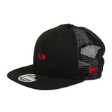 New Era 9Fifty San Francisco 49ers Shanahan Logo Trucker Snapback Hat - Black