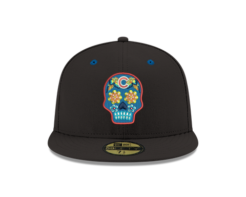 Pre-order Exclusive New Era 59Fifty Chicago Cubs Neon Sugar Skull Hat - Black