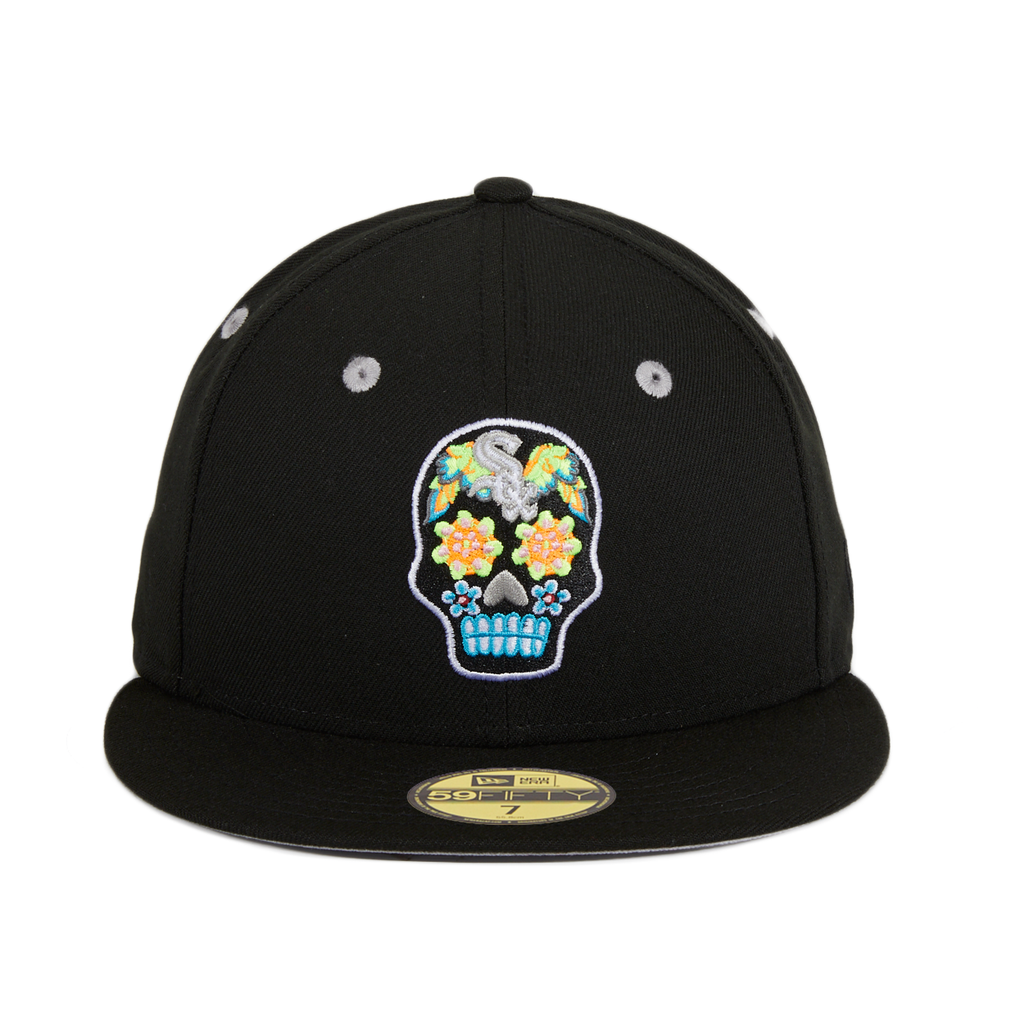 Pre-order Exclusive New Era 59Fifty Chicago White Sox Neon Sugar Skull Hat - Black