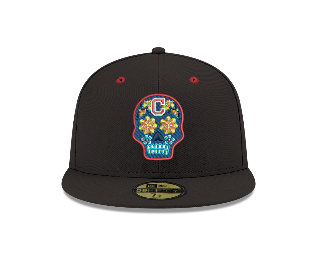 Pre-order Exclusive New Era 59Fifty Cleveland Indians Neon Sugar Skull Hat - Black