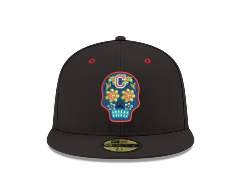 Pre-order Exclusive New Era 59Fifty Cleveland Indians Neon Sugar Skull Hat - Black