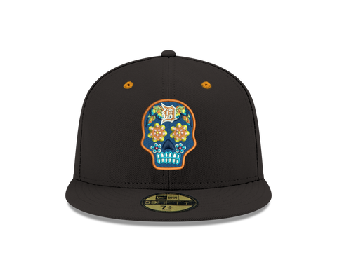 Pre-order Exclusive New Era 59Fifty Detroit Tigers Neon Sugar Skull Hat - Black