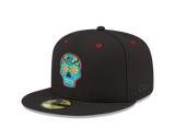 Pre-order Exclusive New Era 59Fifty Miami Marlins Neon Sugar Skull Hat - Black