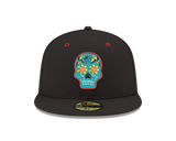 Pre-order Exclusive New Era 59Fifty Miami Marlins Neon Sugar Skull Hat - Black