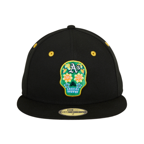 Pre-order Exclusive New Era 59Fifty Oakland Athletics Neon Sugar Skull Hat - Black