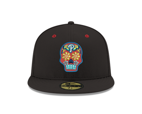 Pre-order Exclusive New Era 59Fifty Philadelphia Phillies Neon Sugar Skull Hat - Black