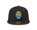 Pre-order Exclusive New Era 59Fifty Texas Rangers Neon Sugar Skull Hat - Black