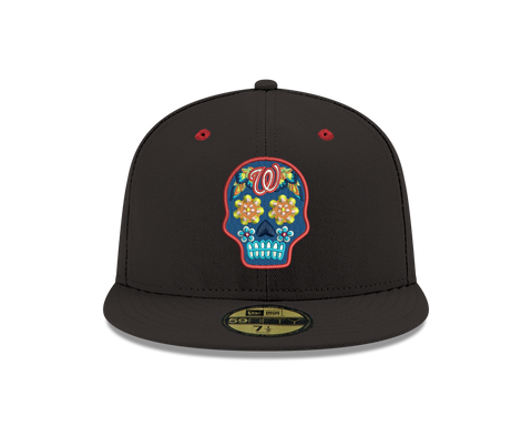 Pre-order Exclusive New Era 59Fifty Washington Nationals Neon Sugar Skull Hat - Black