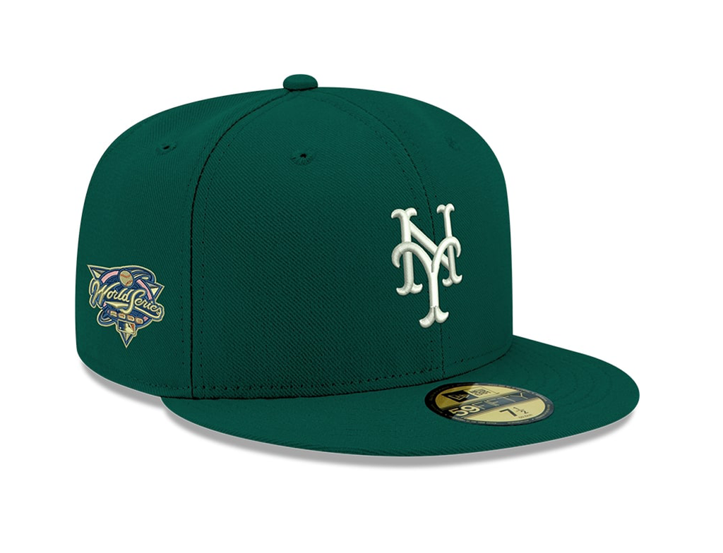 Pre-Order Exclusive New Era 59Fifty New York Mets 2000 World Series Patch w/ Pink UV Hat - Green