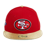 Exclusive New Era 59Fifty San Francisco 49ers Super Bowl 1985 Patch Hat - Red, Metallic Gold