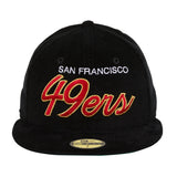 Exclusive New Era 59Fifty San Francisco 49ers Script Corduroy Hat - Black