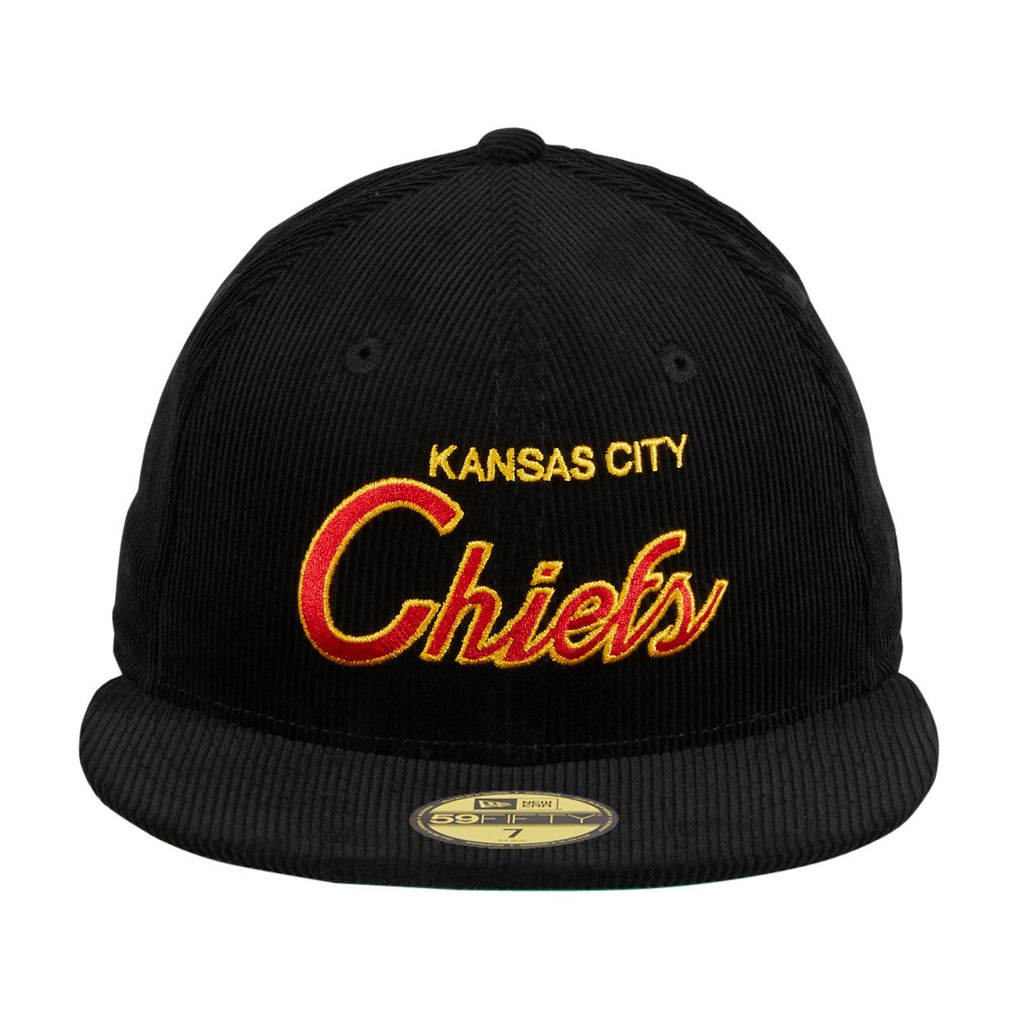 Exclusive New Era 59Fifty Kansas City Chief Corduroy Script Hat - Black