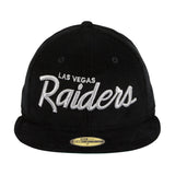 Exclusive New Era 59Fifty Oakland Raiders Corduroy Script Hat - Black