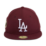 Exclusive New Era 59Fifty Los Angeles Dodgers 1963 World Series Patch Hat - Maroon, White