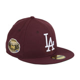 Exclusive New Era 59Fifty Los Angeles Dodgers 1963 World Series Patch Hat - Maroon, White