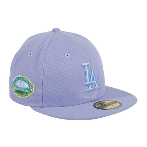 Exclusive New Era 59Fifty Los Angeles Dodgers 50th Anniversary Stadium Patch Hat - Lavender