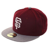 Exclusive New Era 59Fifty San Francisco Giants Hat - 2T Maroon, Heather Gray