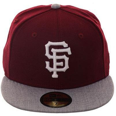 Exclusive New Era 59Fifty San Francisco Giants Hat - 2T Maroon, Heather Gray