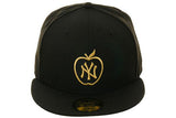 Exclusive New Era 59Fifty New York Yankees Apple Hat - Black, Metallic Gold