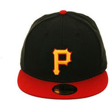 Hat Club Exclusive New Era 59Fifty Pittsburgh Pirates w/ Gray Undervisor Fitted Hat - 2T Black, Red