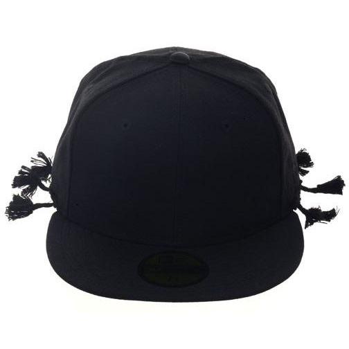 Black Scale Tassel Fitted Hat - Black.